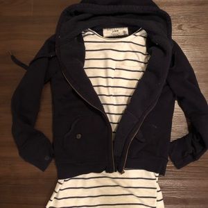 J. Crew Sherpa Fleece lined hoodie (navy)